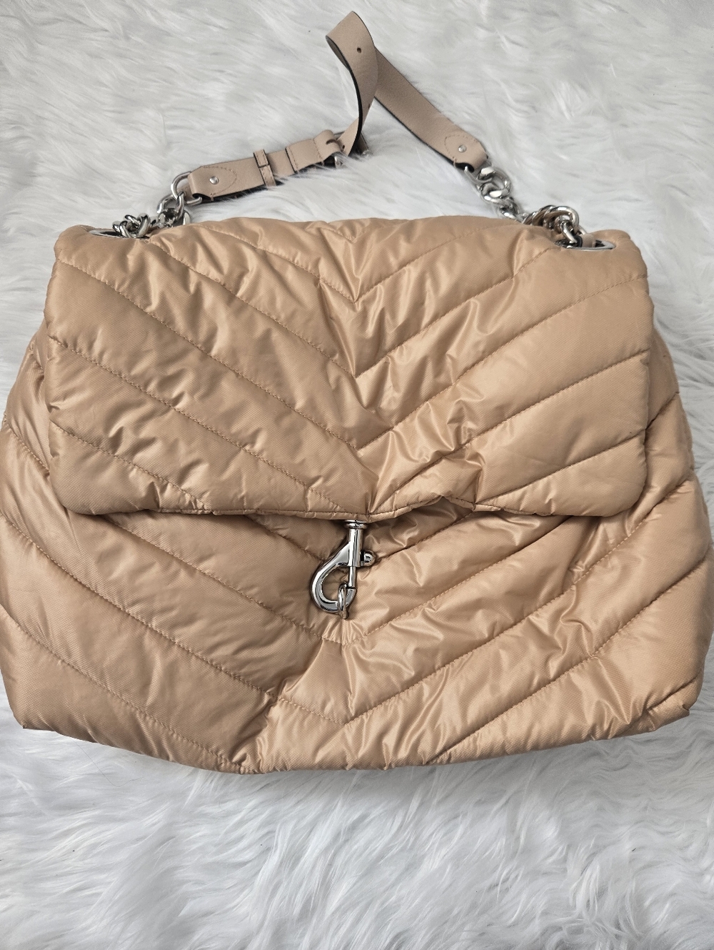 Rebecca Minkoff Quilted Shoulder Bag in Beige - Lightweight Puffer Style